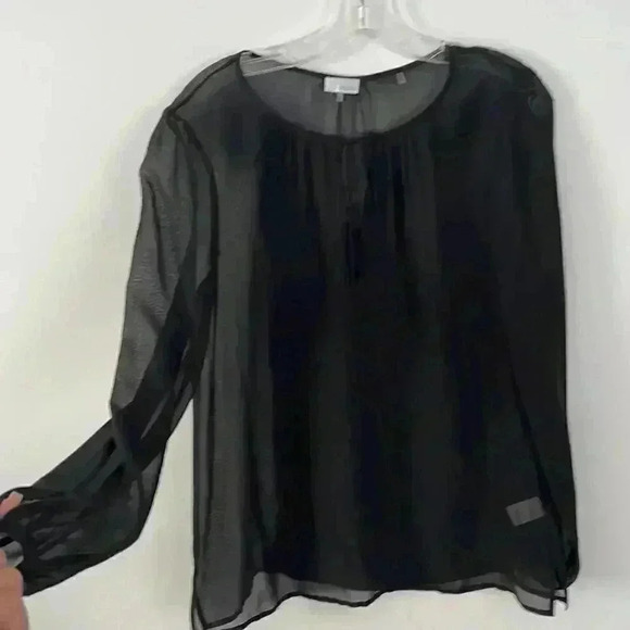 Black ECRU sheer long sleeve shirt - Picture 1 of 3